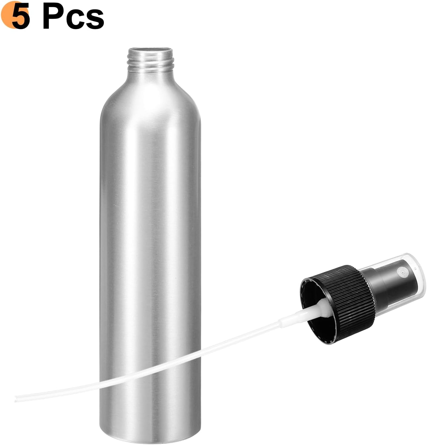 HARFINGTON 5pcs Aluminum Fine Mist Spray Bottles 300ml/10oz Metal Small Liquid Alcohol Refillable Travel Container with Black Plastic Nozzle Cap for Perfume Skincare Cosmetic Storage Bottle