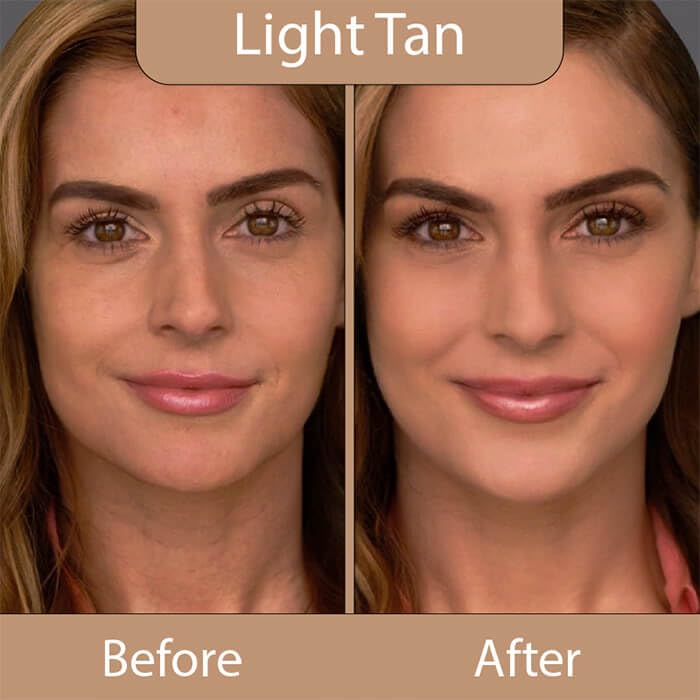 LUMINESS Silk Airbrush Spray Foundation & Buffing Brush Kit – Full Coverage Foundation & Dual-Sided Buffing Brush - Buildable Coverage, Anti-Aging Formula Hydrates & Moisturizes (Shade - Light Tan)