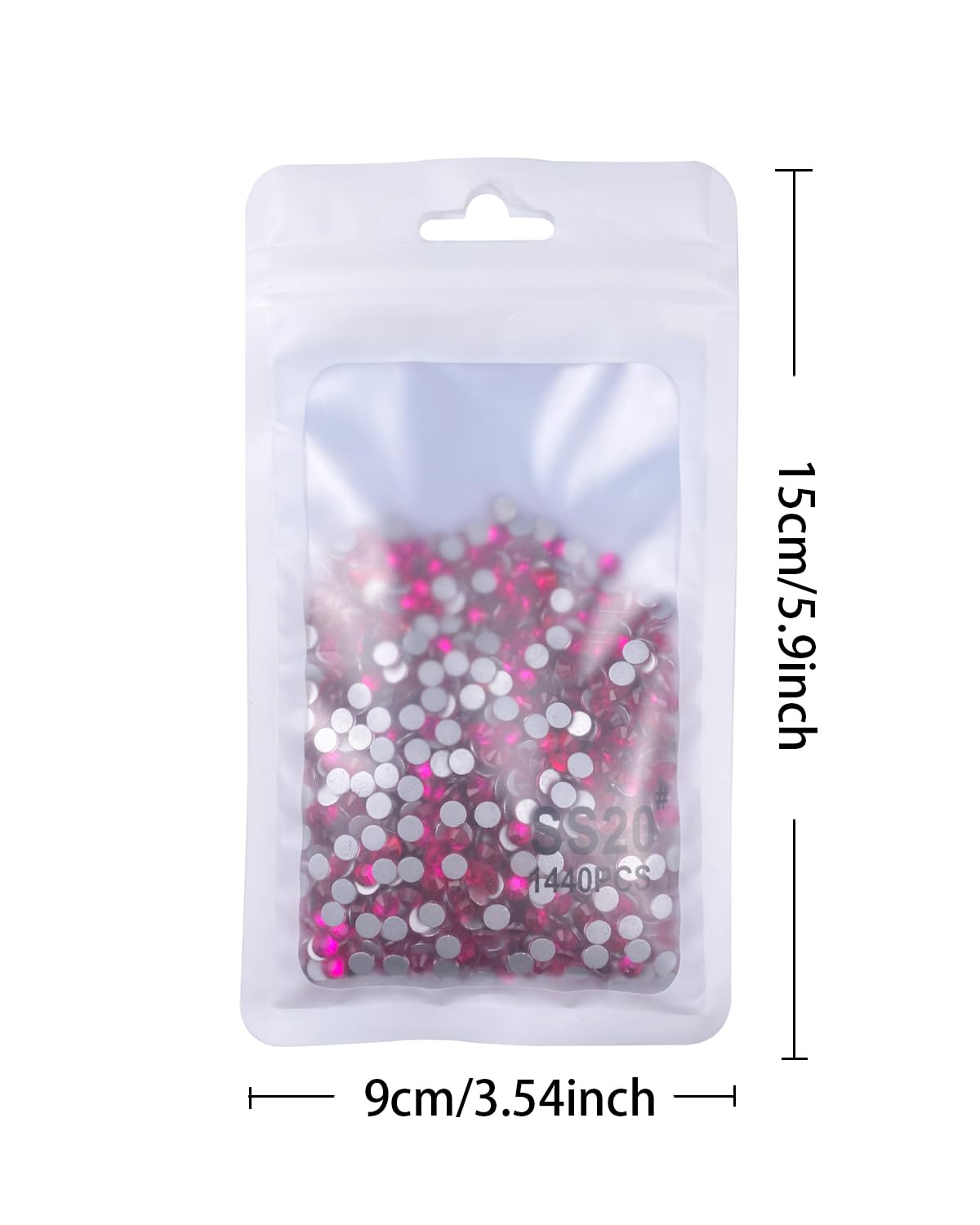 Flatback Glass Rhinestones,Bedazzler Gems 1440pcs Non Hotfix Crystal Rhinestones for Nail Charms Crafts Clothes Tumblers,Hot Pink,SS20