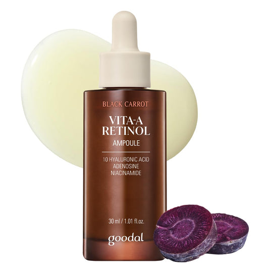 GOODAL Black Carrot VITA-A Retinol Ampoule 30ml, Hydration Facial Serum for Glowy Skin, Lightweight Serum, Korean Skincare, Pore minimizer