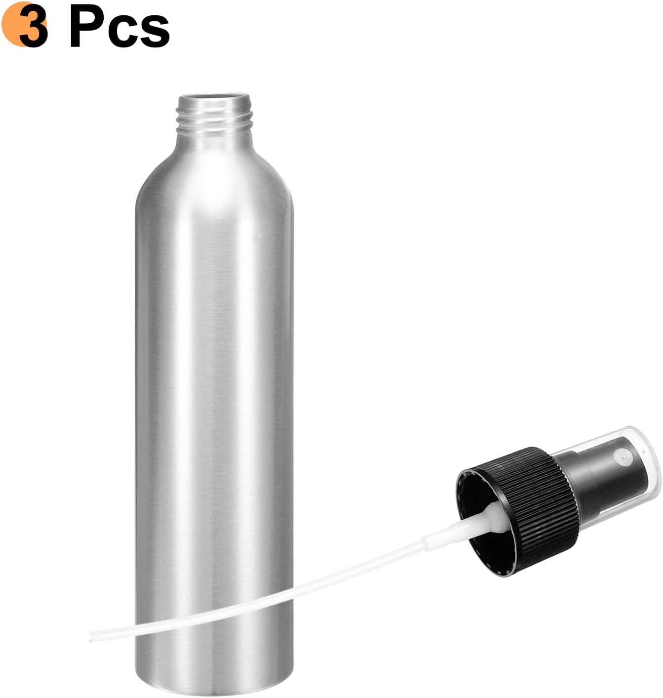 HARFINGTON 3pcs Aluminum Fine Mist Spray Bottles 250ml/8.5oz Metal Small Liquid Alcohol Refillable Travel Container with Black Plastic Nozzle Cap for Perfume Skincare Cosmetic Storage Bottle