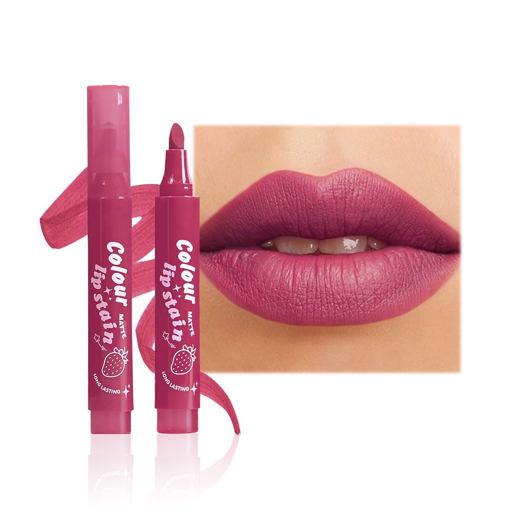 Lip Stain, Waterproof lip tint, Matte Color Look, Longlasting All Day Wear Lip Color, Smudge Proof Natural Finish, Precise Chisel Tip Marker,non sticky lip gloss,kiss proof lip color 05#