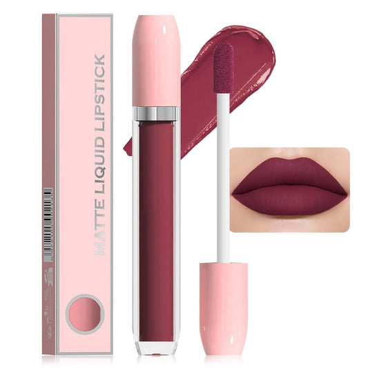 BINGBRUSH Super Matte Longwear No-Budge Stay On Smudge Proof Liquid Lipstick Long Lasting Makeup for Women,Highly Pigmented Color and Instant Shine, Cheeky