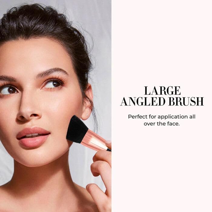 LUMINESS Silk Airbrush Spray Foundation & Buffing Brush Kit – Full Coverage Foundation & Dual-Sided Buffing Brush - Buildable Coverage, Anti-Aging Formula Hydrates & Moisturizes (Shade - Tan Dark)