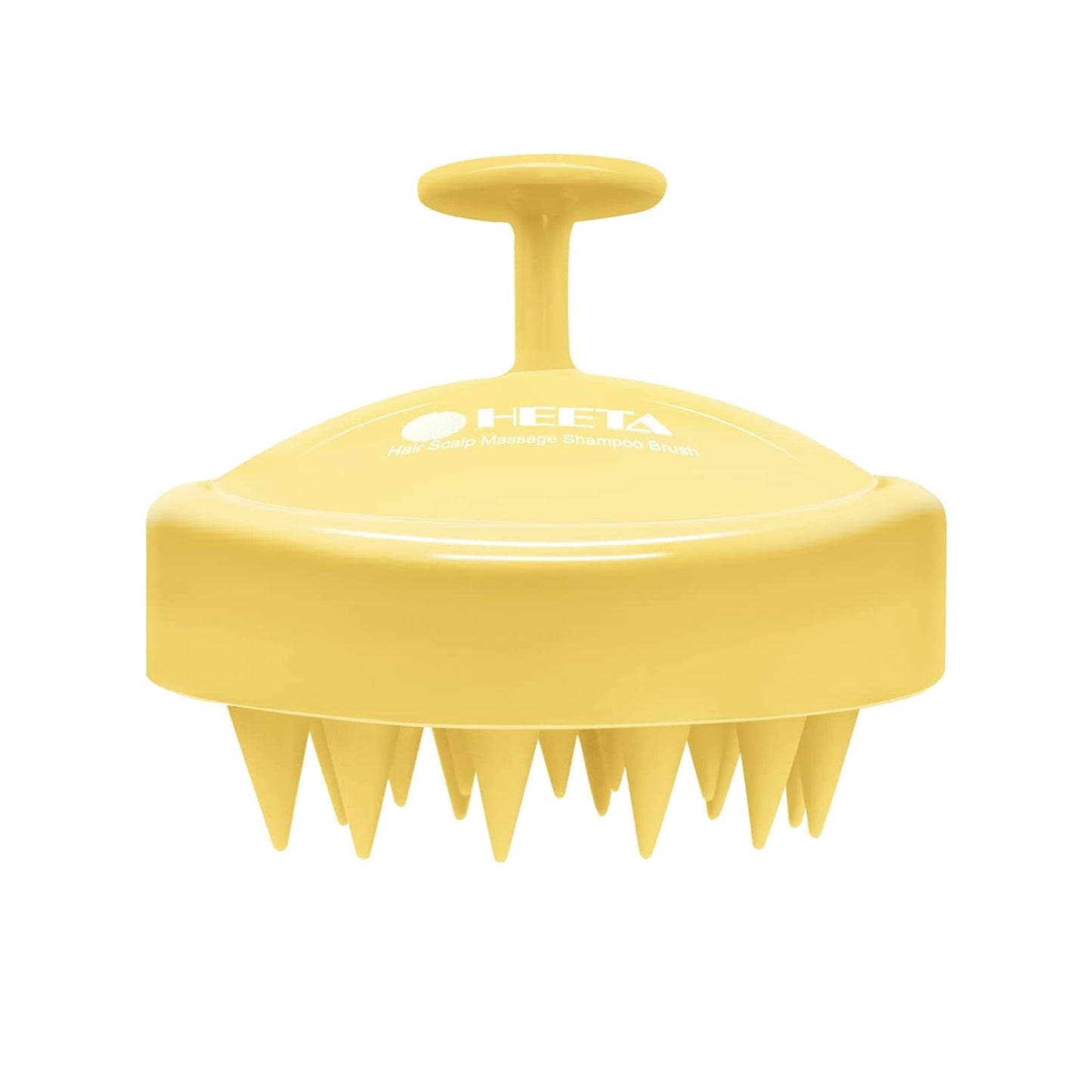 HEETA Scalp Massager with Soft Silicone Bristles - Promotes Hair Growth, Exfoliates Scalp, Removes Dandruff, and Enhances Shampoo Cleansing, Yellow