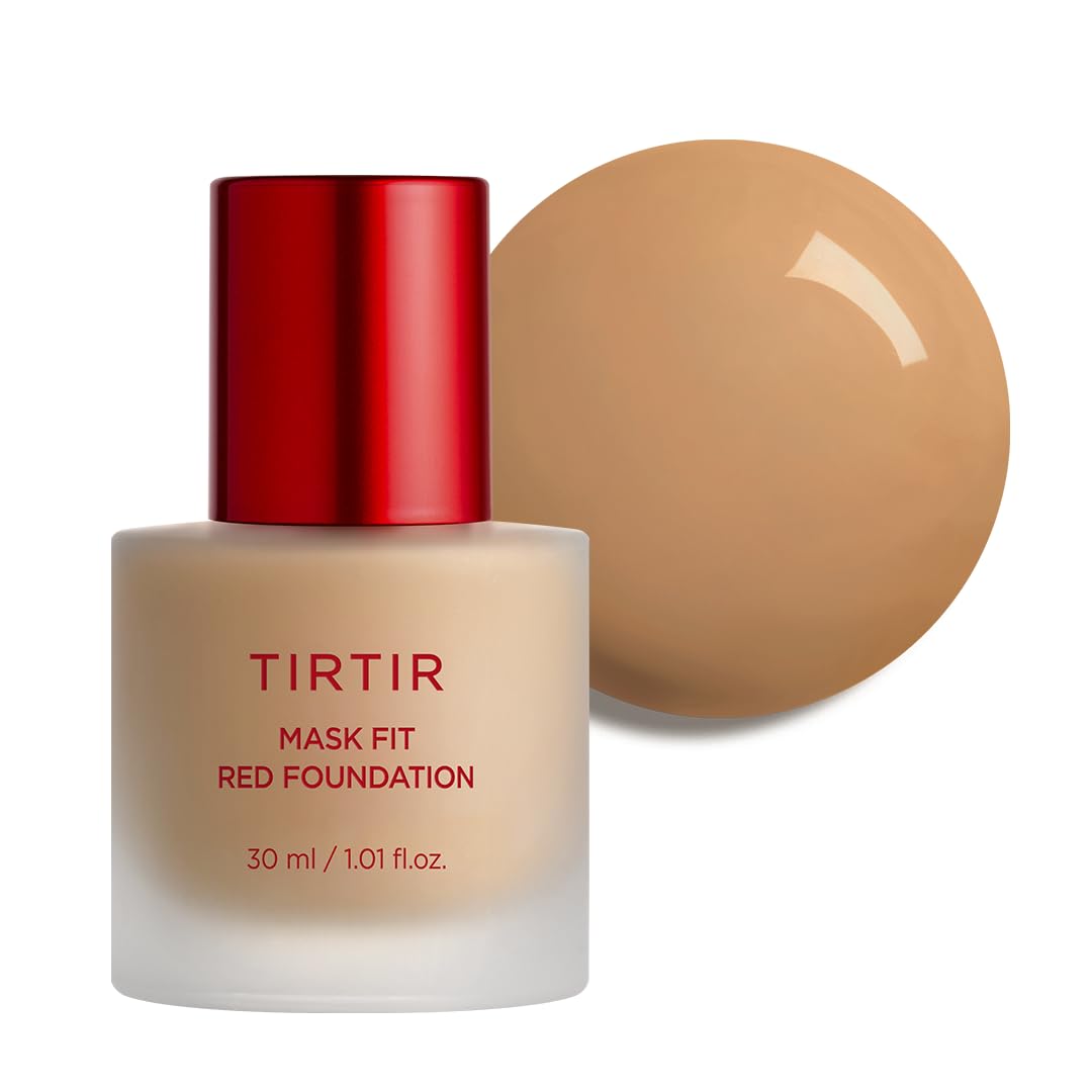 TIRTIR Mask Fit Red FoundationㅣLong Lasting Flawless Coverage, Energy Essence, Lightweight, Hydrating, Pore-Blurring, Breathable Satin Finish, Makeup, Radiant Skin, #34W Toffee, 1.01 Fl Oz