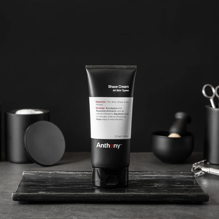Anthony Shaving Cream Mens Sensitive Skin: Squalane, Eucalyptus, Spearmint and Rosemary Extracts, Help Soothe, Refresh, Cool, and Condition Your Skin for Shave 6 Fl Oz 3 Pack