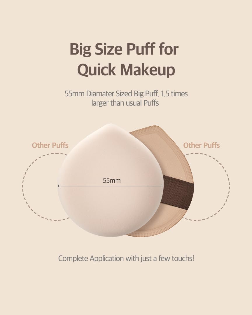 Pang Pang Makeup Powder Puff 1 Pc | Big Makeup Sponge for Foundation | Fluffy Cushion Puff Blender With Latex | Korean Makeup Puff for Foundation and Powder | 2.2In Diamater