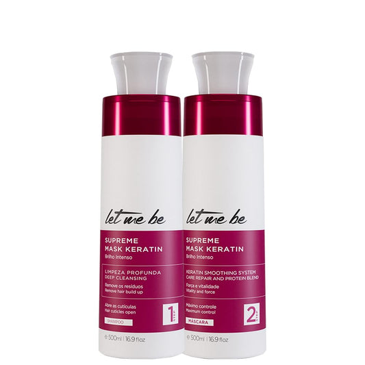 Let Me Be Supreme Mask Keratin Kit – Deep Cleansing Shampoo + Keratin Smoothing System – For Smoother, Shinier, More Manageable Hair – 2x500ml / 17.6 fl.oz.