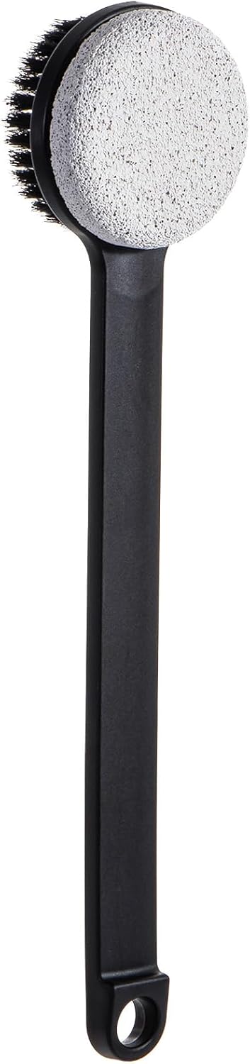 Pumice Stone for Feet with Long Handle (Double-Faced Straight Black Handle, Count, 1.0)