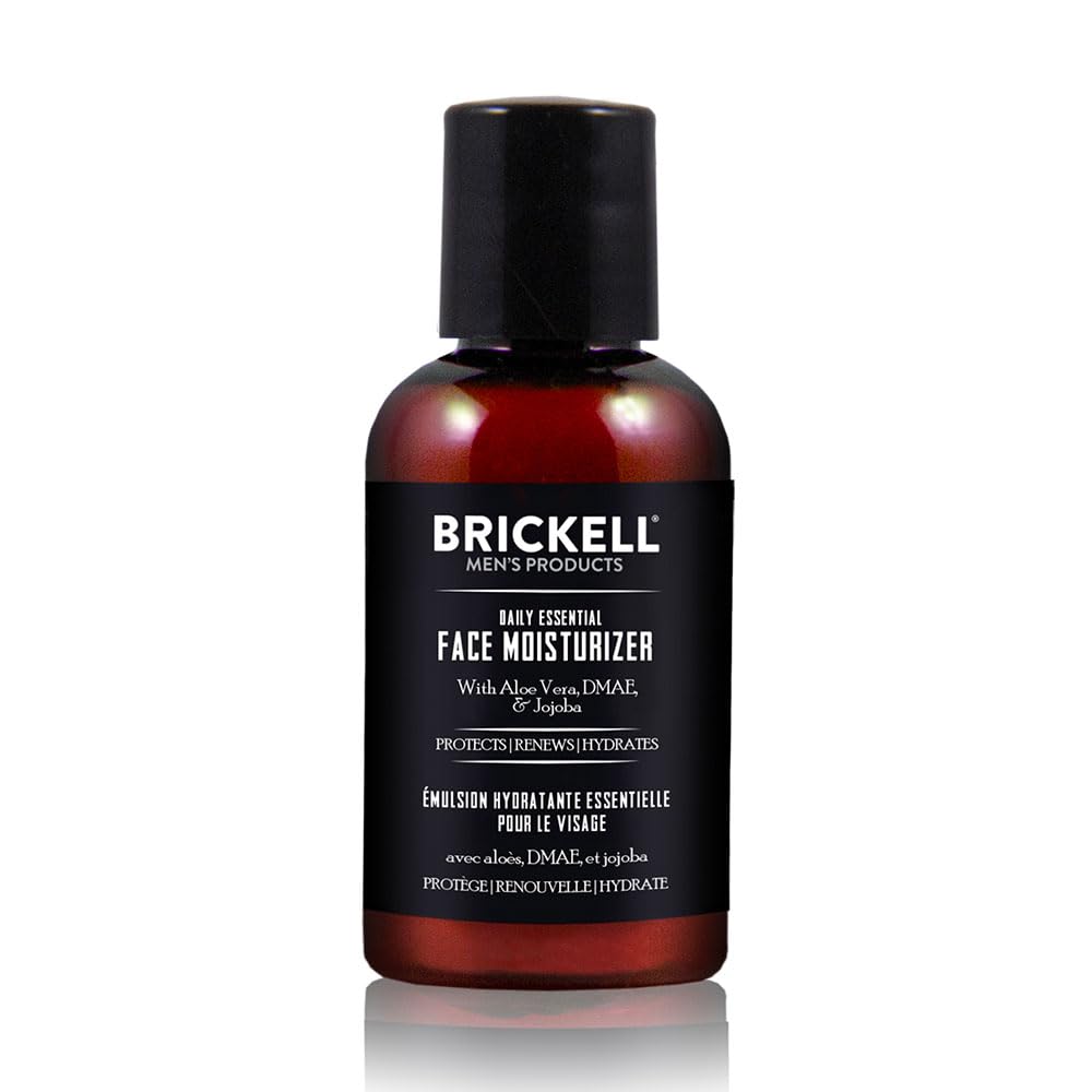 Brickell Men's Daily Essential Face Moisturizer for Men, Natural and Organic Fast-Absorbing Face Lotion with Hyaluronic Acid, Green Tea, and Jojoba, 2 Ounce, Unscented