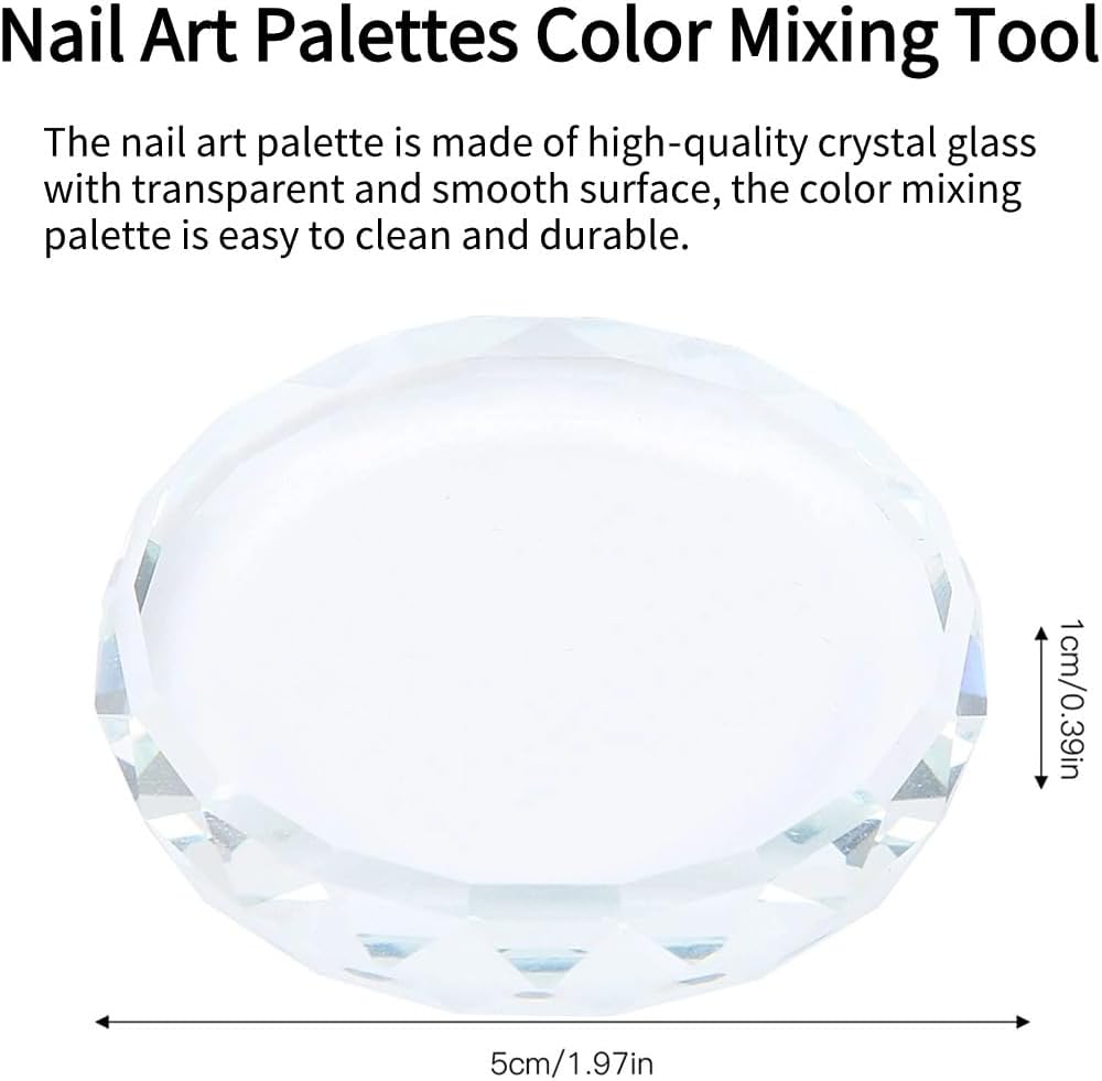 Nail Art Palette, 2pcs Nail Art Palettes Color Mixing Tool for DIY Makeup Mixing Palette Drawing Color Dish Toning Glass Nail Tips Painting Tray False Eyelash Glue Hold Makeup Pallet