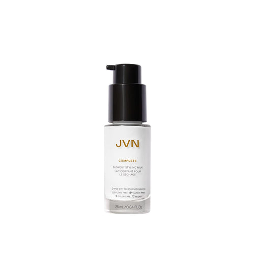 JVN Complete Blowout Styling Milk Heat Protector Cream, Style Memory, Anti-Humidity, Smooths & Protects, Travel Size (0.84 FL OZ)