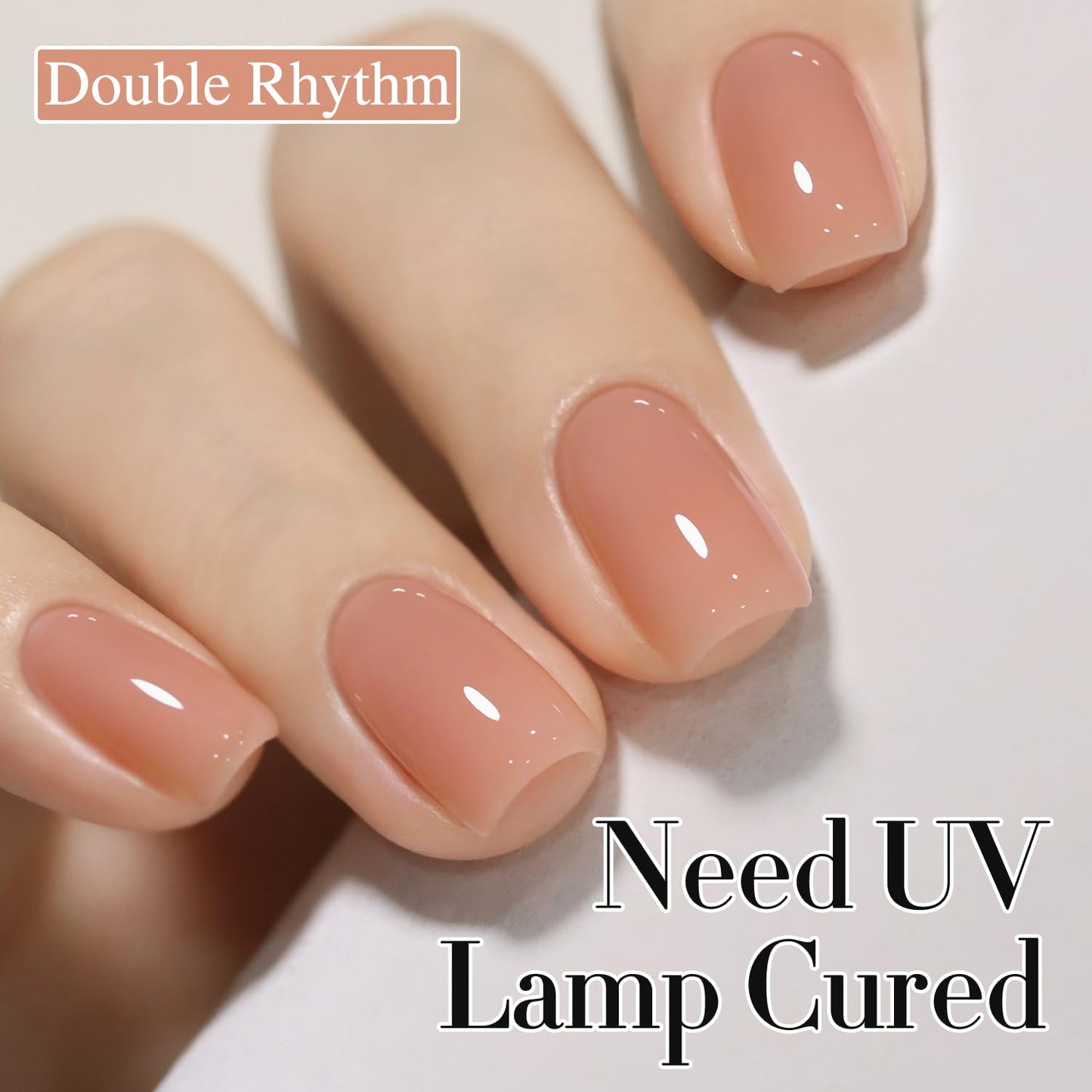 Double Rhythm 0.50 OZ Translucent Gel Polish Same Color Same Bottle Sheer Pastel Neutral Natural Milky 15 ML Jelly UV Nail Art DIY at Home (Light Orange Pink-A1497)
