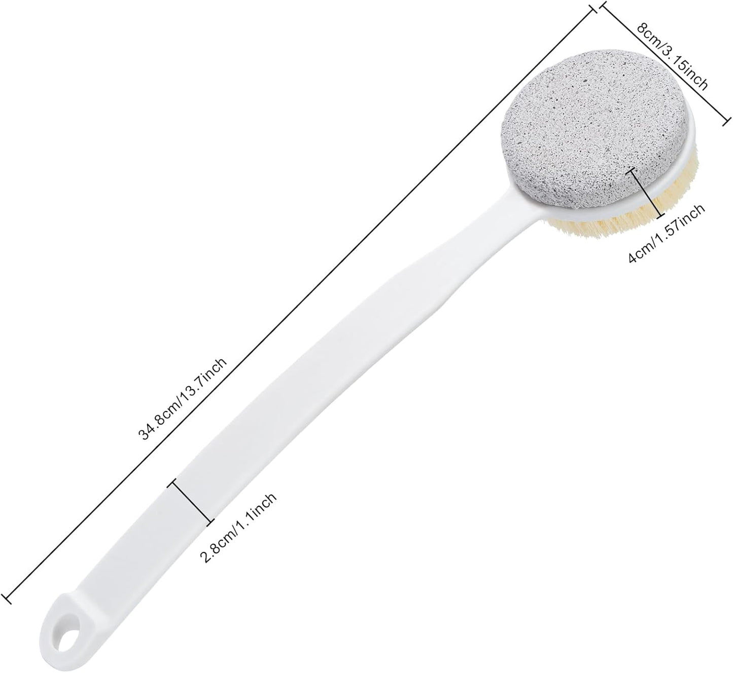 Pumice Stone for Feet with Long Handle (Double-Faced Curved Handle,White, Count, 1.0)