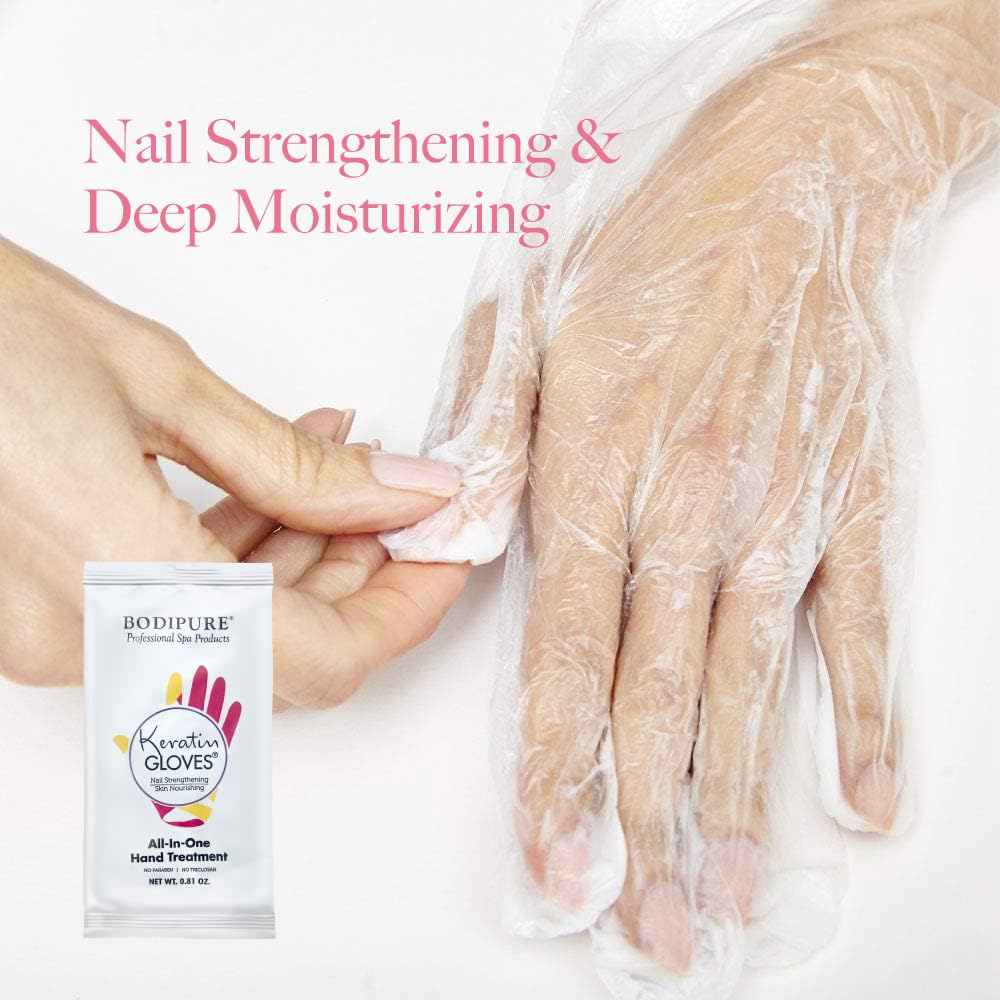 Bodipure All-In-1 Moisturizing Hand Mask, Keratin & Vitamin E Hand Mask for Dry Cracked Hands, Natural Moisturizing Gloves Formula, Strengthen Nails & Repair Hands 50 Pairs
