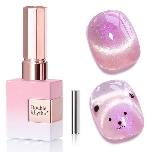 Double Rhythm 0.5 Oz Cat Eye Gel Polish with Magnet Same Color Same Bottle Holographic Glitter Shimmer Translucent Color Salon 15 ML Magnetic Nail Art (Mermaid Purple-MC1172)