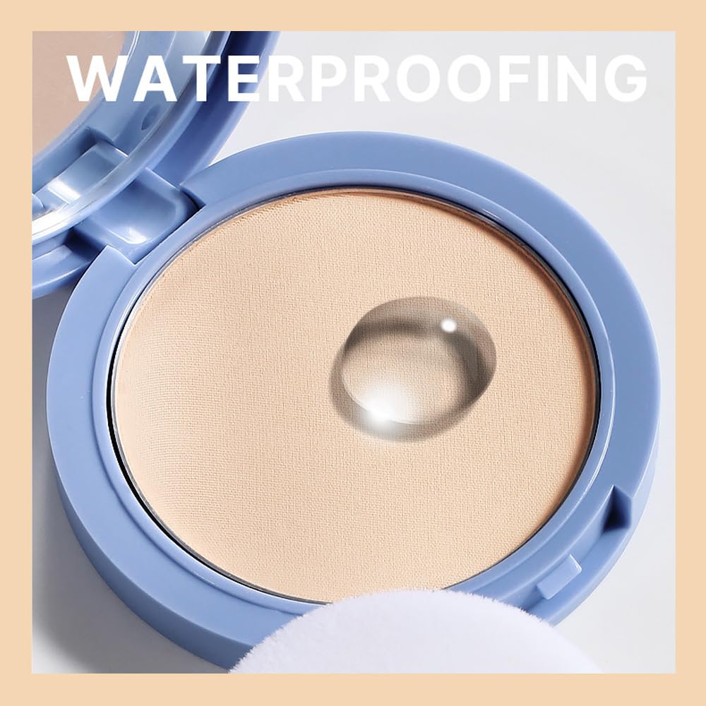 evpct Oil Control Pressed Face Powder Compact for Women, Translucent Setting Powder Makeup Foundation for Women, Waterproof Long Lasting Lightweight, polvo compacto de maquillaje, 01 Classic Ivory