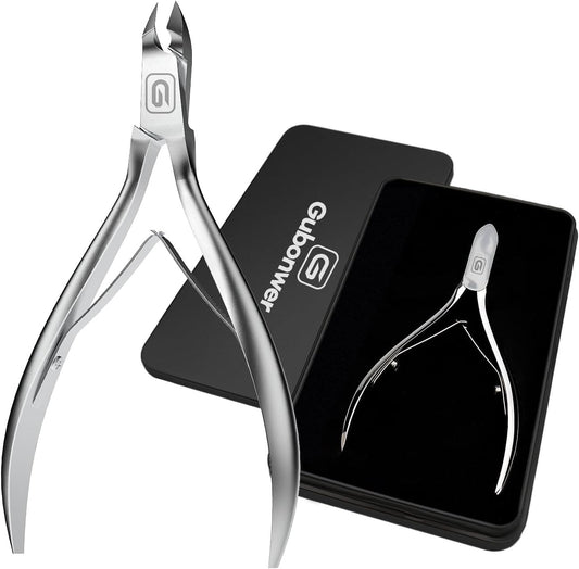Cuticle Trimmer 3/4 Jaw Extremely Sharp Cuticle Nippers Scissors Stainless Steel Clippers Cutter Remover Pedicure Manicure Nail Tool, cuticle pusher (Cuticle Nippers/Silver-b)