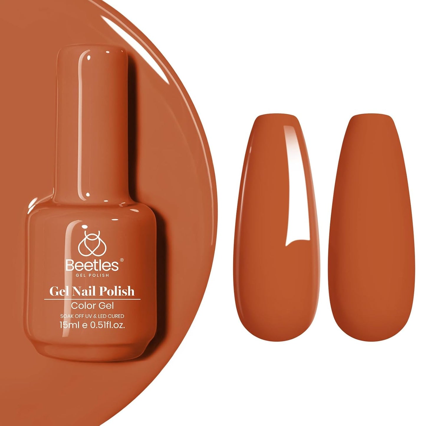 Beetles Orange Gel Nail Polish - 1Pcs 15ml Dark Orange Color Soak Off Gel Polish Nail Art Manicure Salon DIY Uv Lamp Nail Design Decoration at Home