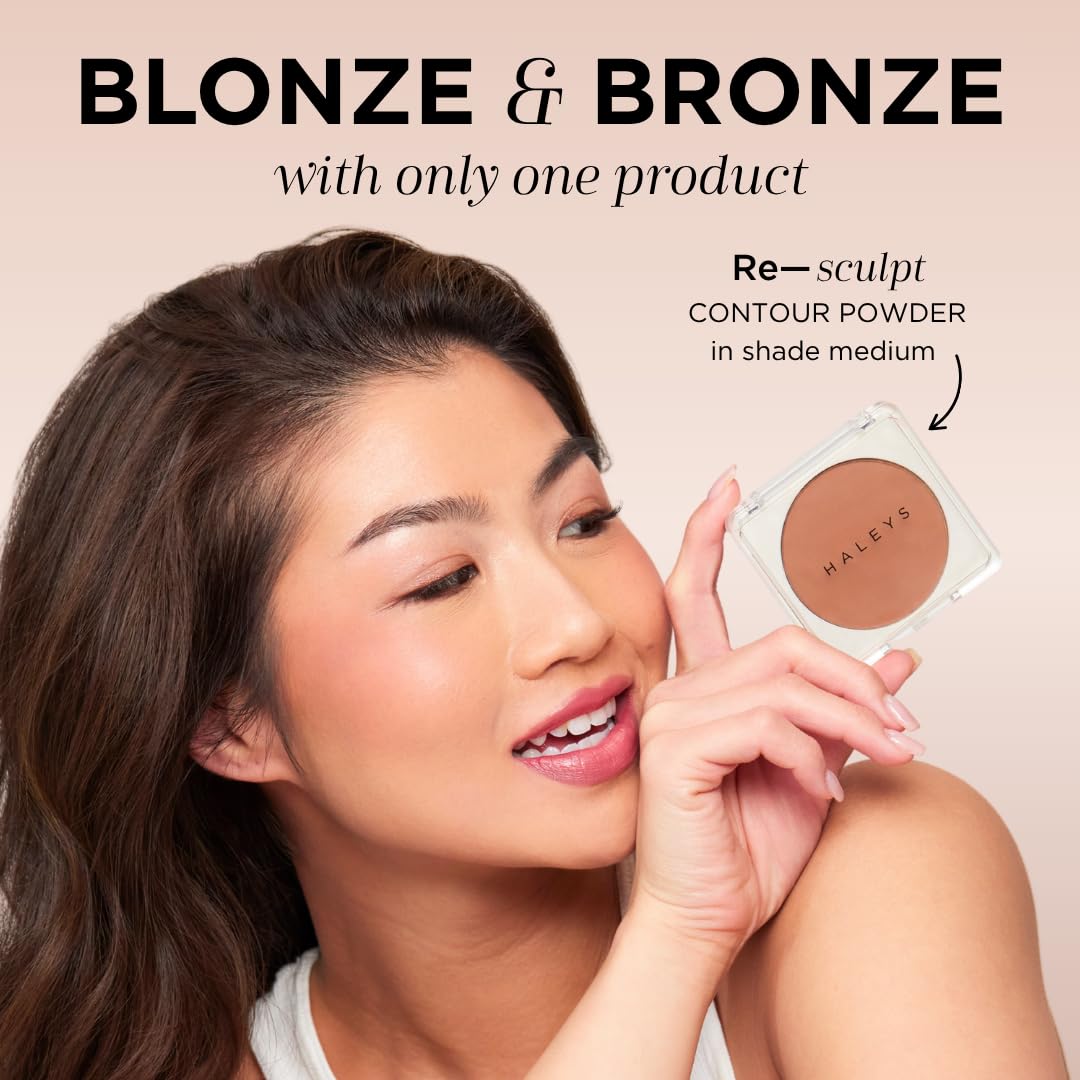 HALEYS Re-sculpt Smoothing Contour Powder (Medium) Lightweight, Non-Caking, Nourishing & Skin-Softening, Infused with Shea Butter & Chamomile Flower Water to Soothe Skin