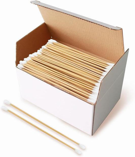 Gun Cleaning Swabs, Dual - Ends Tips, 6 Inch Gun Cleaning Supplies, Long Cotton Swabs with Bamboo Sticks in A Storage Case for Gun Cleaning and Maintenance