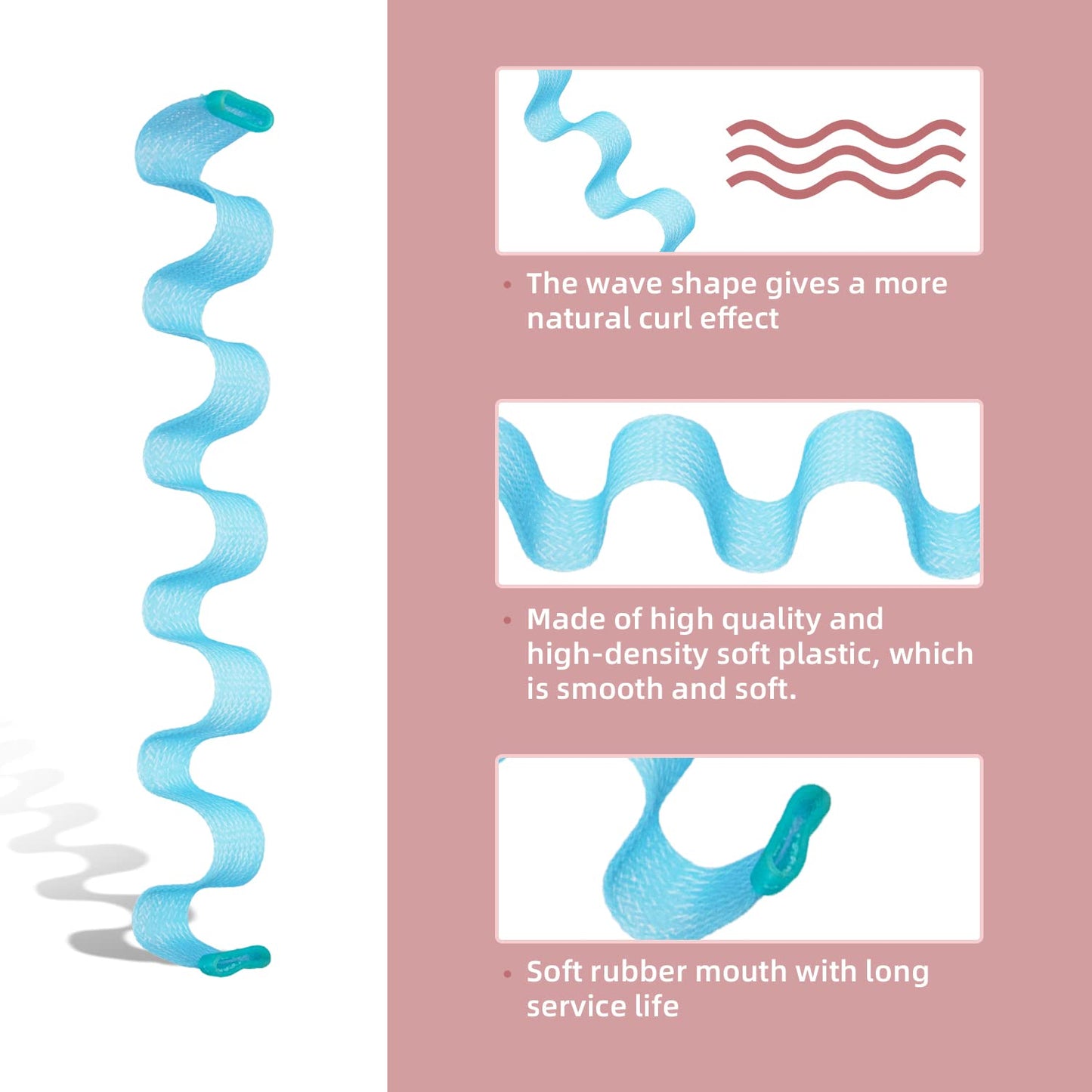 30pcs Heatless Curlers Rollers for Wavy Curls, No Heat Spiral Curlers Kit with Styling Hooks for Long Hair (25.5 Inch/65 cm)