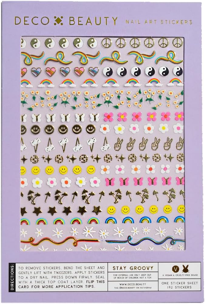 Stay Groovy Nail Stickers - Trendy, Long-Lasting Nail Art Decals – Easy DIY Application for Salon-Quality Manicures