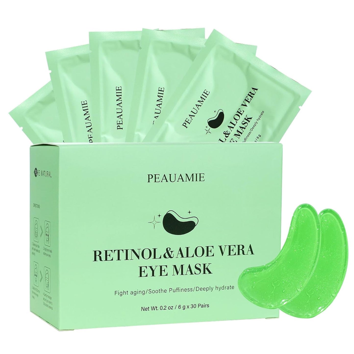 Under Eye Patches with Retinol and Aloe Vera Eye Mask for Dark Circles and Puffiness, Face Mask Skin Care Products 30 Pairs