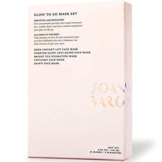 Joanna Vargas Glow to Go Moisturizing Face Masks for Women - 5 Sheets Hydrating Face Masks for Radiant & Revitalized Skin - Travel-Friendly Face Mask Skincare Set - Firming Facial Masks for Women