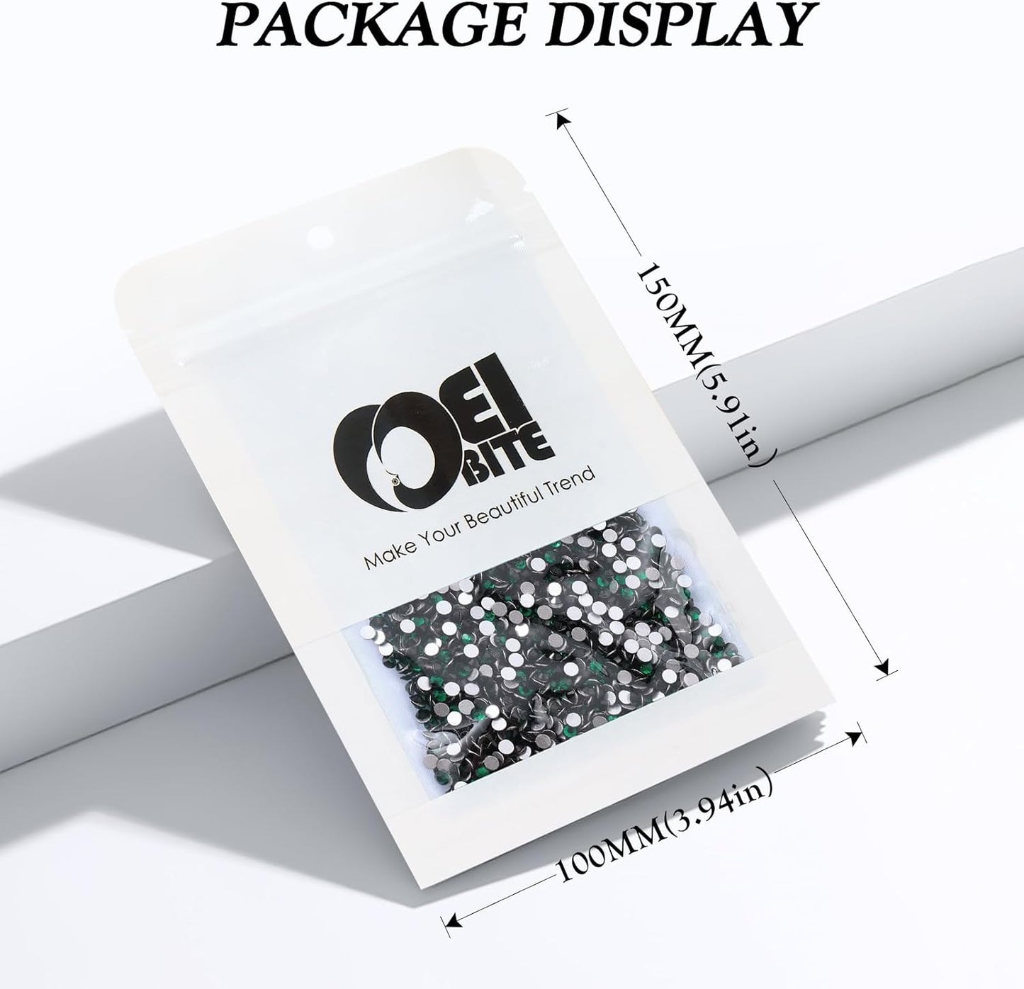 Green Flatback Rhinestones, Glass Rhinestones for Nail Art and Craft, Glue Fix, Loose Crystal Gemstones(Green, SS8, 2880pcs, 2.3-2.5mm)