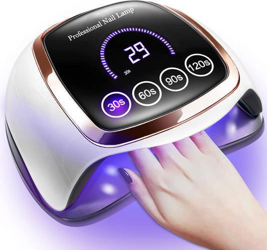 UV LED Nail Lamp, Gugusure 168W Nail Curing Lamps for Home & Salon, Led Nail Dryer for Gel Polish with Automatic Sensor/4 Timer Setting, Professional Nail Art Tools for Fingernail and Toenail Nail