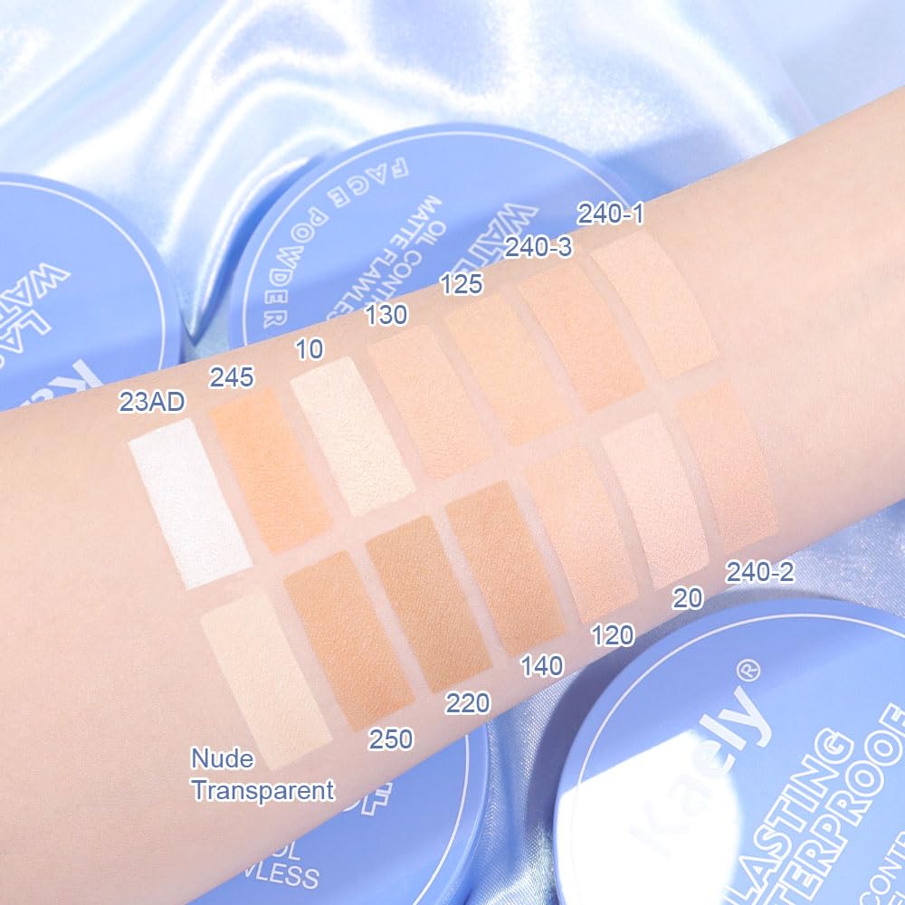 Kaely Pressed Face Powder Compact, Oil Control Flawless Makeup Setting Powder, Perfection Matte Compact Powder Foundation, polvo compacto de maquillaje, Lightweight Waterproof, 01 Calassic Ivory