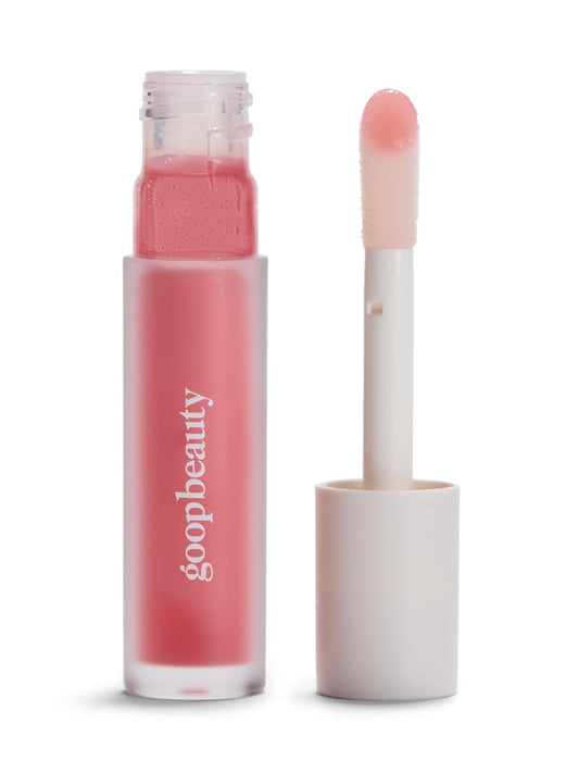 goop Beauty Hydra-Barrier Gel Gloss | Hydrating Lip Gloss to Moisturize & Plump Lips | Hyaluronic Acid & Vitamin E | Glaze - Palest Clear Pink | 0.13 oz