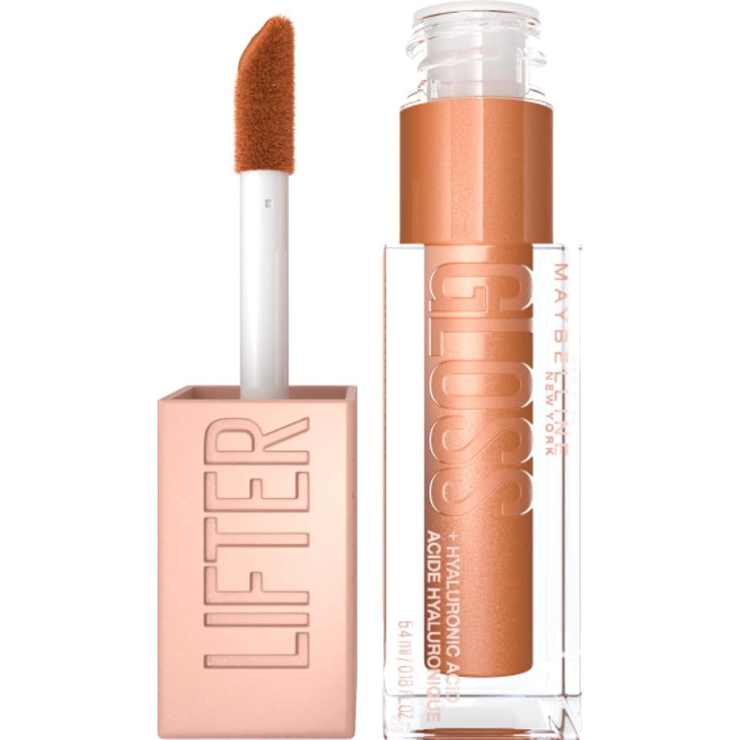 Maybelline Lifter Gloss, Hydrating Lip Gloss with Hyaluronic Acid, High Shine for Plumper Looking Lips, Gold, Warm Neutral, 0.18 Ounce
