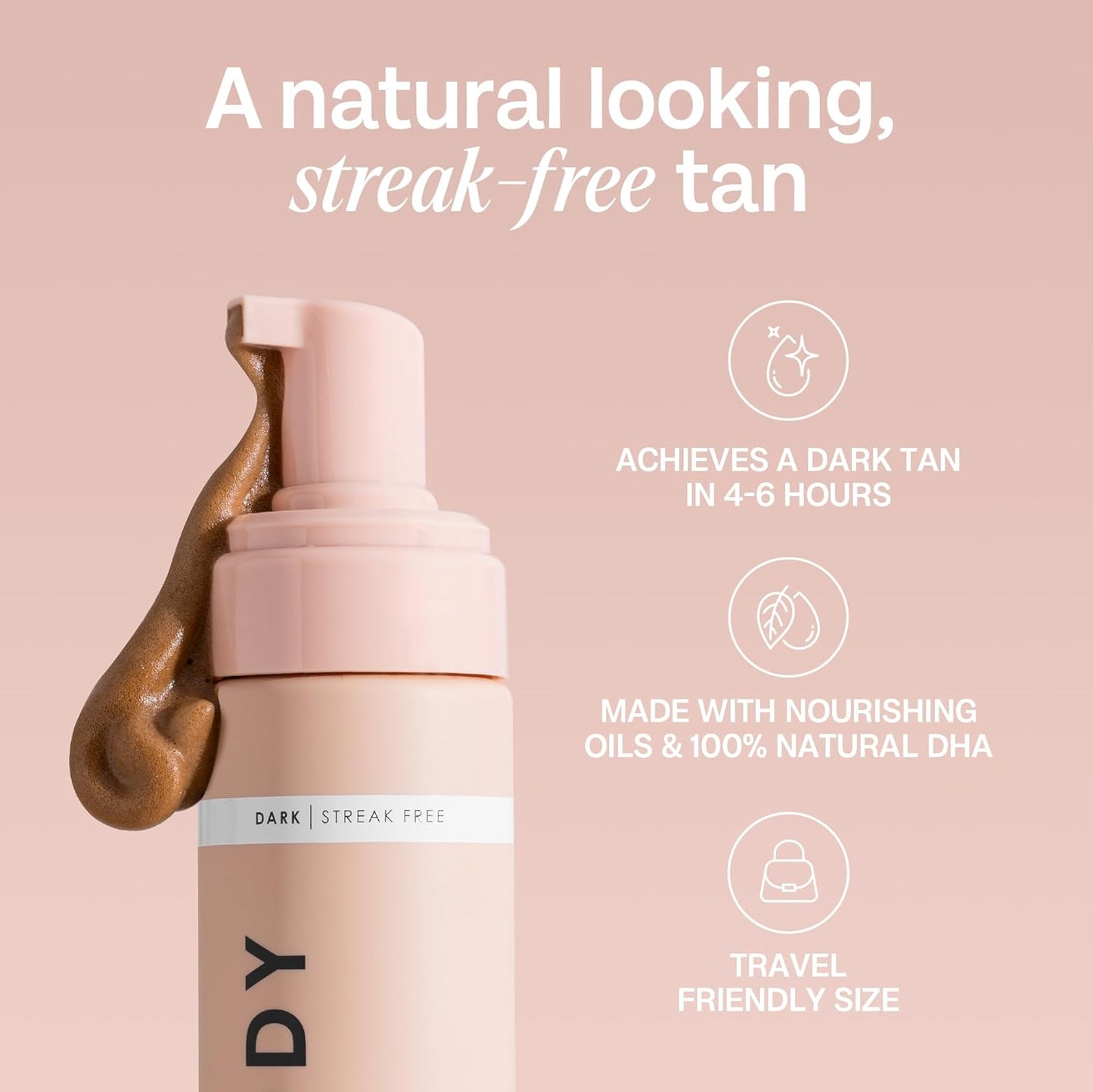 Bali Body Self Tanner Mousse Dark – Sunless Tanning Foam for Body | Natural, Streak-Free, Fake Tan | Vegan, Cruelty-Free, Organic Self Tan Mousse for All Skin Types (100ml/3.4 fl oz)