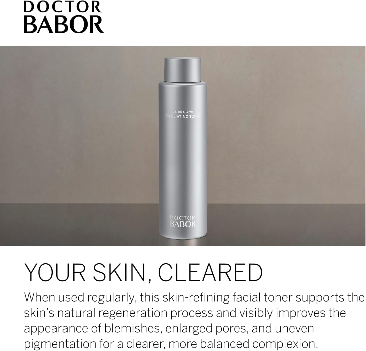 Doctor BABOR Exfoliating Toner | Facial Toner for Blemished and Oily Skin | Anti-Pimples and for Finer Pores | with AHA, BHA and PAD | 200 ml