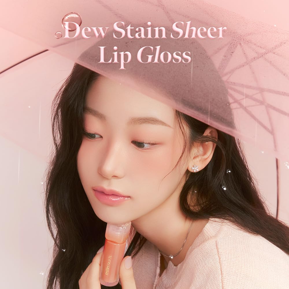 MILKTOUCH Dew Stain Sheer Lip Gloss (05 Peach Drop, 0.14 Fl Oz (Pack of 1))