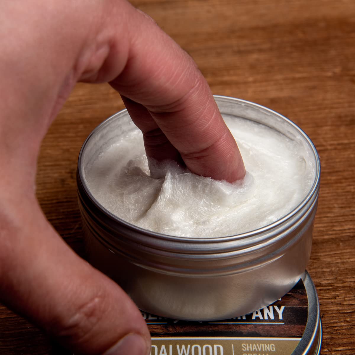 Shaving Cream for Men with Sandalwood Essential Oil - Thick Lather for Traditional and Cartridge Shaving - by Rocky Mountain Barber Company – 5oz Tin