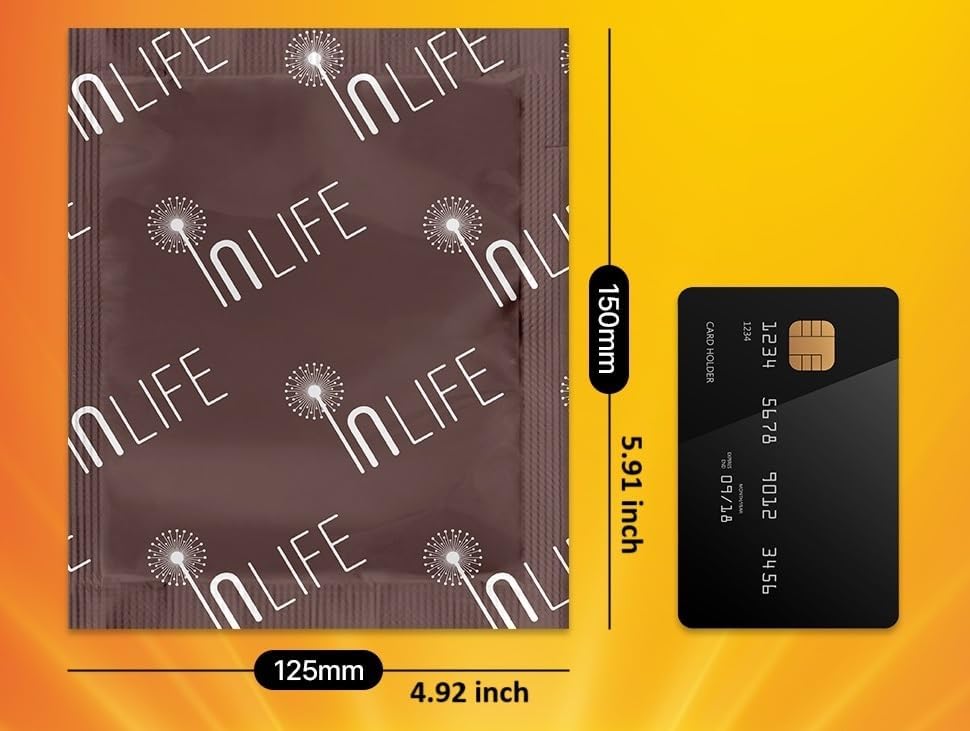 InLife Super Size Super Warmer for Hands and Body, All Natural & Safe, Bigger & Wider Area Covered, Higher Heating 145°F, Air Activated, Easy & Comfort, Steady Longer Lasting, Odorless, 20 Packs