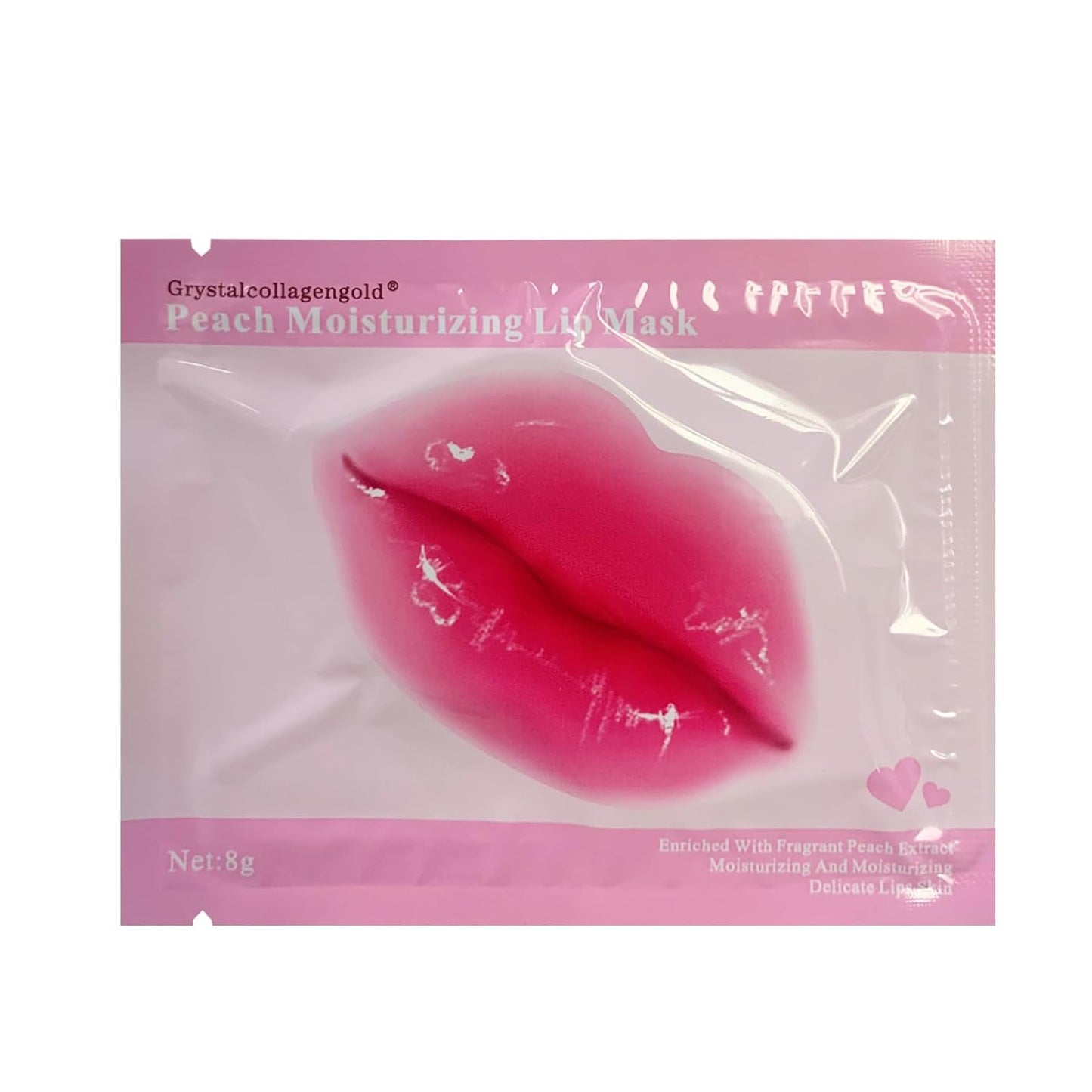30 PCS Pink Crystal Collagen Hydrogel Lip Mask Set, Moisturizing and Hydrating Lip Plumper Gel Pads for Dry Lips, Make Your Lip Attractive and Sexy (Peach Scent)