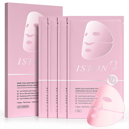 ISTON Bio-Collagen Face Mask,Overnight Revitalizing Hydrating Face Mask for Glowing Skin | Visible Firming, Deep Hydration & Refined Pores | Peptides, NMN & Hyaluronic Acid Masks For All Skin Type