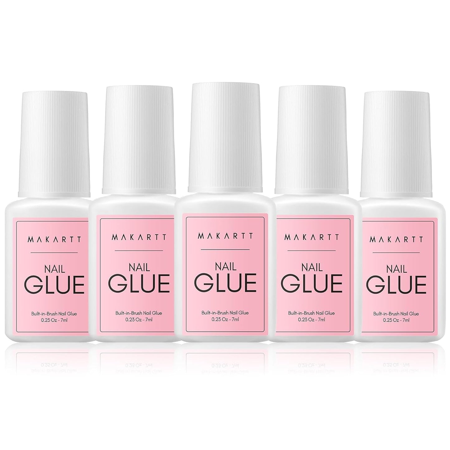Makartt Super Strong Nail Glue for Press on Nails: Acrylic Nail Tips-Fake Nails-Salon Quality Brush On Nail Glue-Quick Dry Easy Application No Need for Nail Lamp Durable & Long-Lasting 7ML 5Pcs