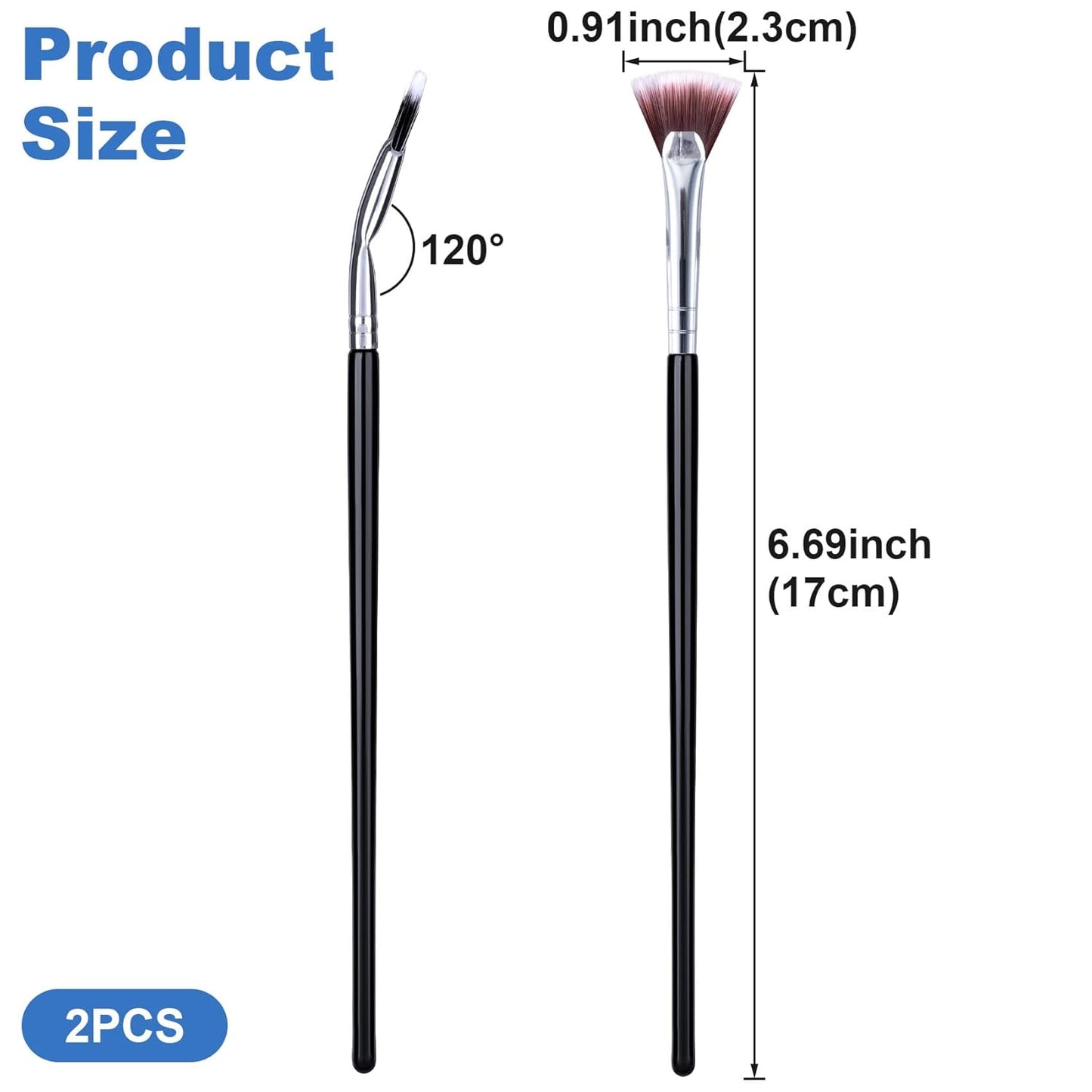 PAGOW 2 Pcs Folding Angle Scalloped Lash Brush, Multifunctional Mascara Fan Brush for Lashes, Eyelash Comb Separator Wands Makeup Tool (Black+Yellow)