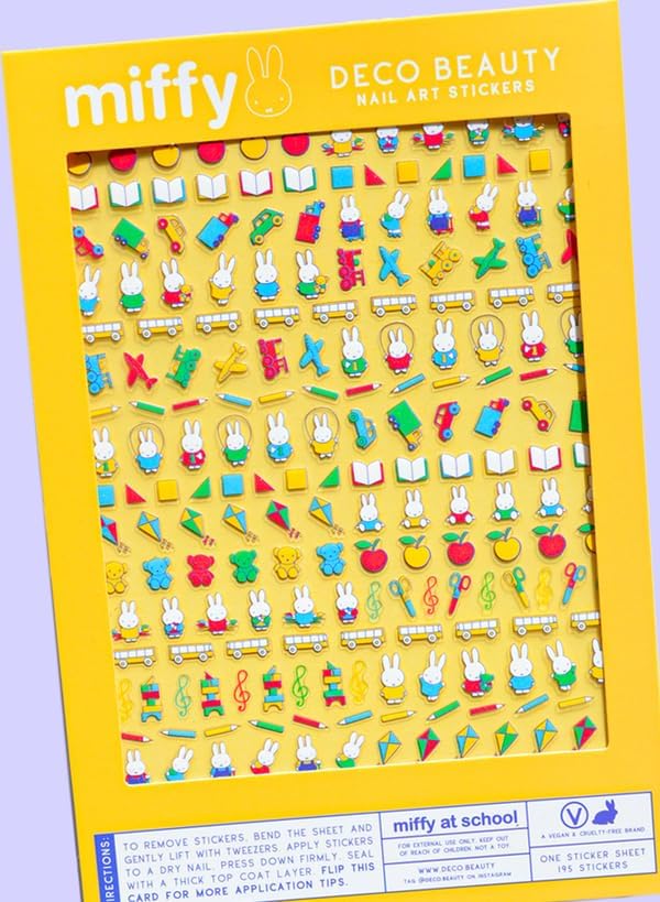 Miffy at School Nail Stickers - Lightweight & Easy-to-Apply Nail Art with Trendy Design - Durable & Long-Lasting Nail Stickers for Women, Ideal for DIY Manicures & Salon-Quality Nails