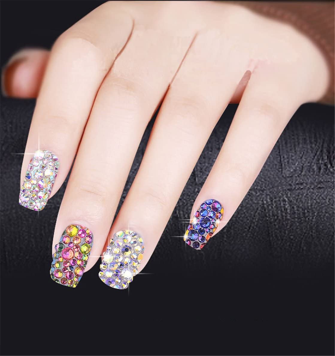 1500 Pieces SS16 4mm Flatback Rhinestones AB Clear Round Gems Crystals for Nail Art DIY Crafts Clothes Shoes Bags （Transparent Peacock Blue AB）