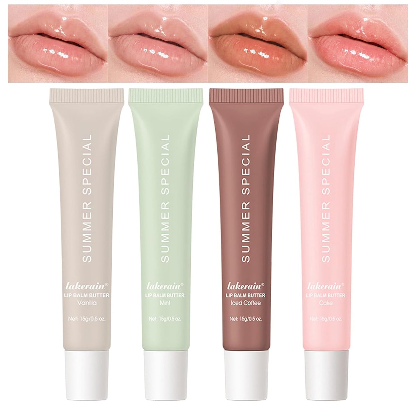 4 PCS Lip Glossy Butter Balm Set,Instant Moisture and Hydration Lip Gloss,Long-lasting Hydrating Non-Sticky Lip Balm,Soften Dry Lips and Lip Care