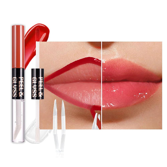 Vivid Burgundy Lip Stain Peel Off Lip liner and Lip oil with Tweezer, Dual-Ended Peel Off Lip Stain Tattoo, Highly Pigmented Long Lasting Waterproof, Transfer-proof for All Skin Types, 04#