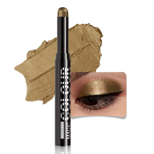 Khaki Shimmer Cream Eye Shadow Stick Makeup for Women, Khaki Green Shimmer Matte Eye Shadow Brightener Stick for Eyes, Waterproof Eyeshadow Pencil Applicator Blendable for Eye Highlight 13