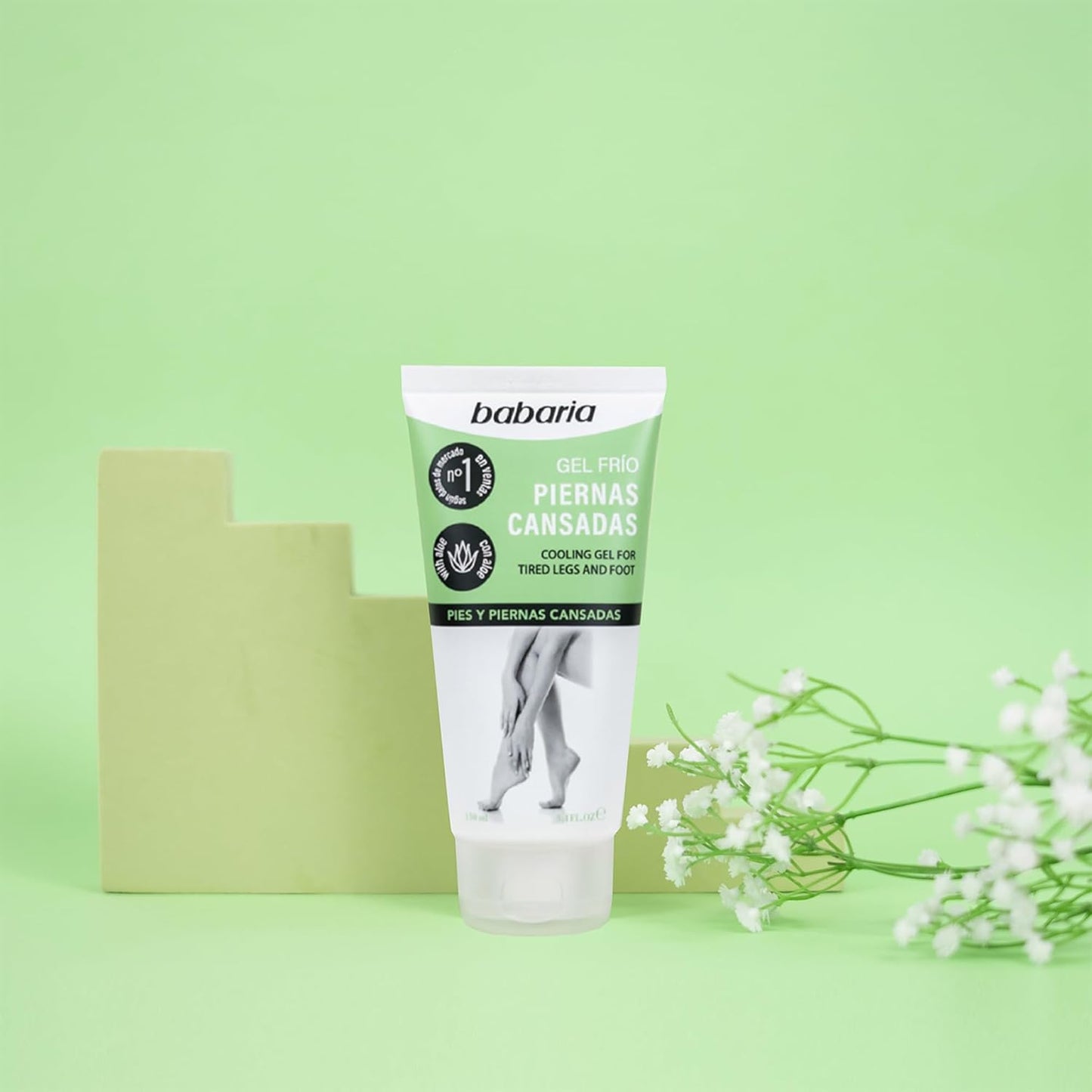 Babaria Cooling Gel for Legs and Feet - Pedicure Foot Spa Products - Calming and Softening Effect - Infused with Castor Oil and Aloe Vera - 3 pc